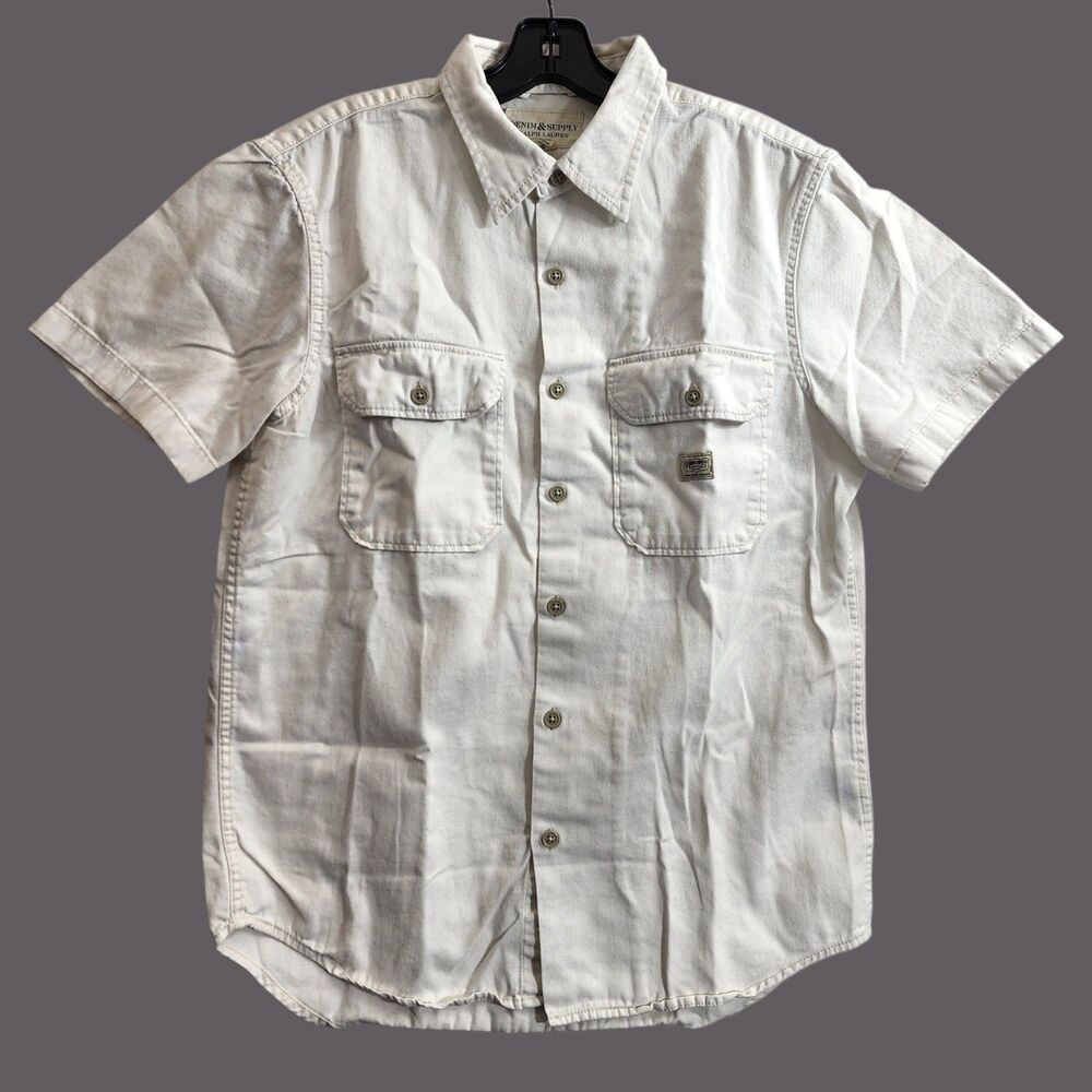 DENIM & SUPPLY Ralph Lauren Shirt Womens Medium Ivory Button Up Casual Preppy